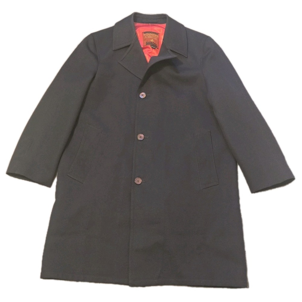 Vtg Winners Circle By Rainfair Mens XL Blue Button Up‎ Trench Coat Overcoat XL